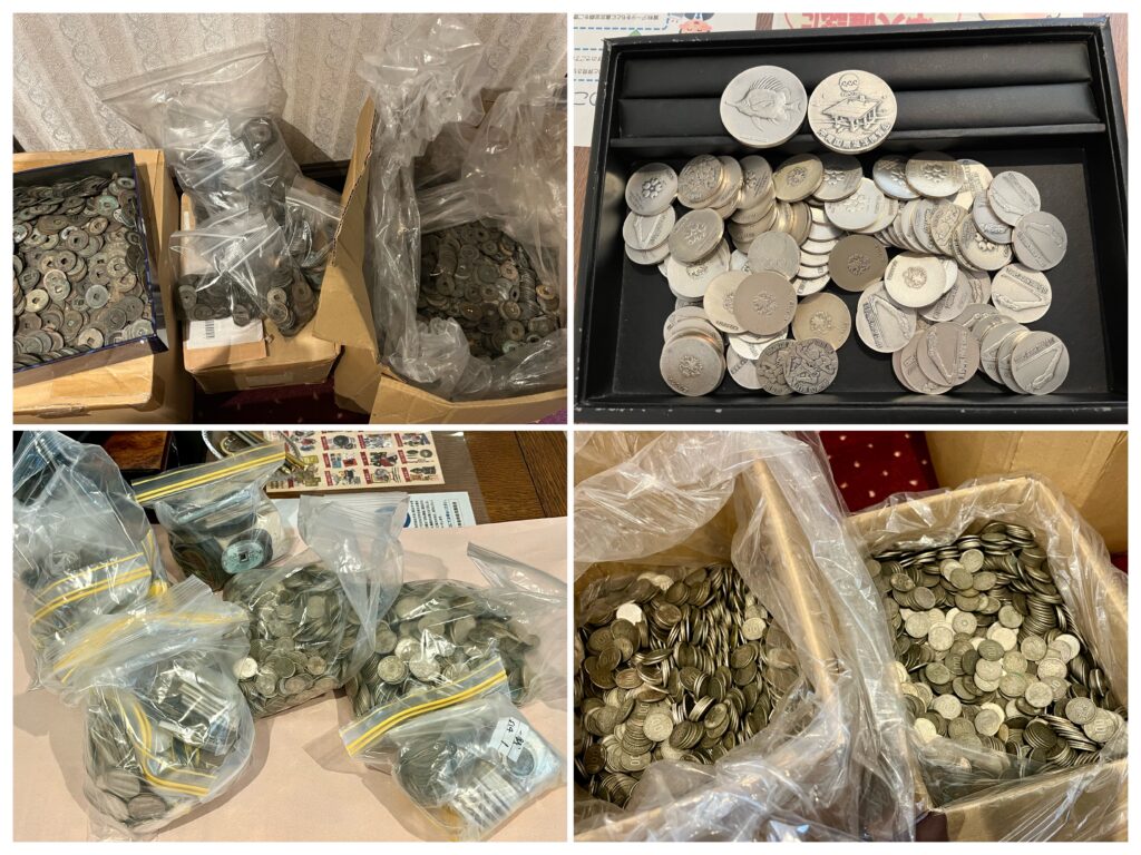 古銭 大量 旧100円 寛永通宝 明治銀貨 外国銀貨 銀メダル など まとめ
